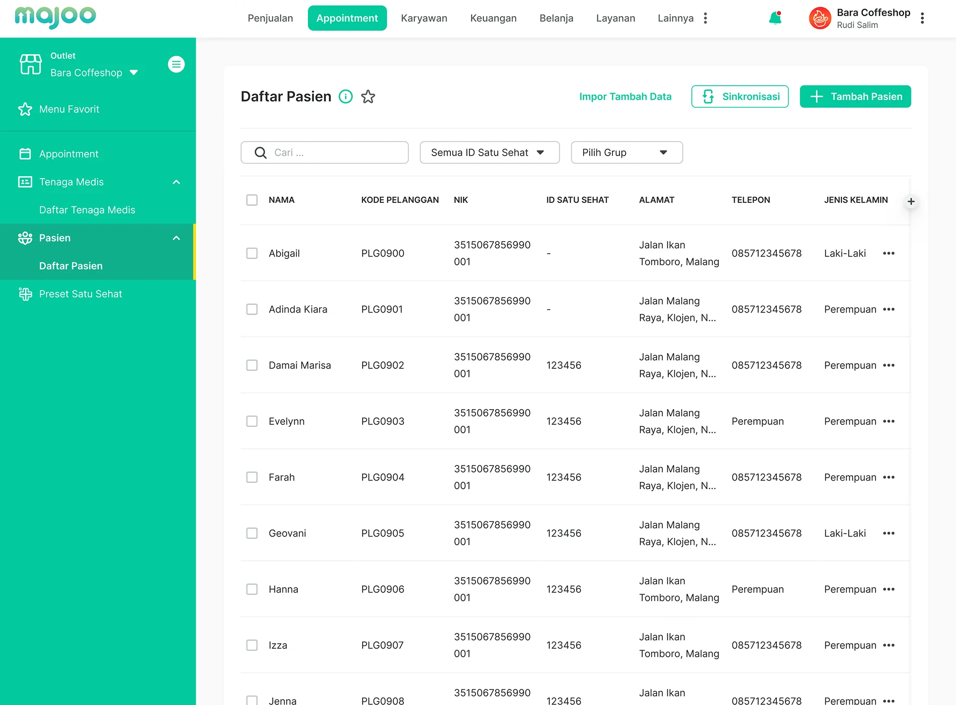 Riwayat Pengiriman Data dan Status Sinkronisasi ke Satu Sehat