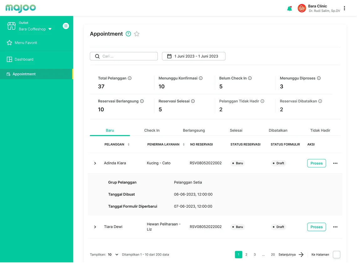 Dashboard Workflow - Appointment